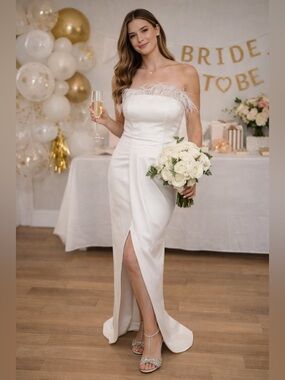 Aiden Mattox Strapless Feather Dress
